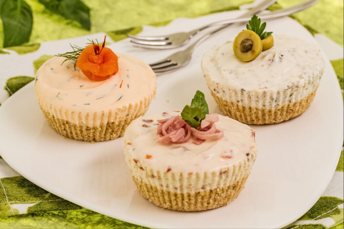 Trio de cheesecakes salgadas