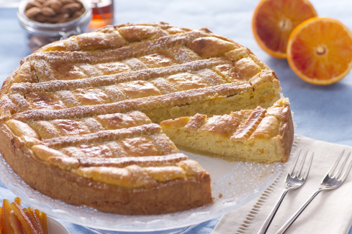 Pastiera com amêndoas e creme de confeiteiro