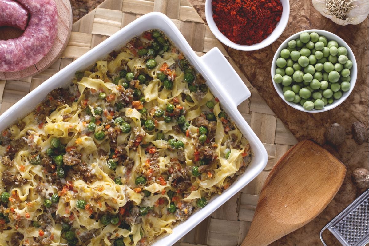 Tagliatelle gratinadas no forno