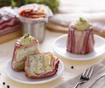 Flan de bacalhau sobre creme de alcachofra