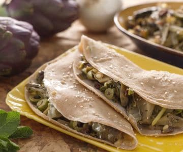 Crepe de espelta com caponata