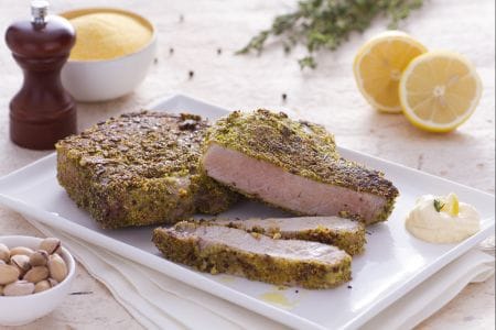 Costeletas de porco ao limão com empanado crocante