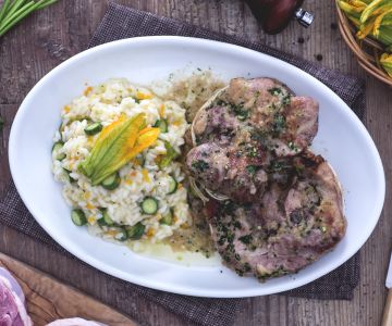 Ossobuco de peru com risoto