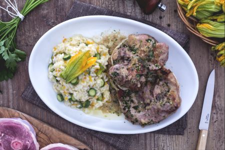 Ossobuco de peru com risoto