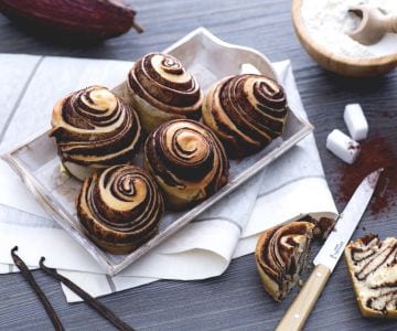 Brioches mescladas com cacau