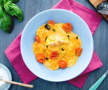 Ravioli recheados com truta salmonada