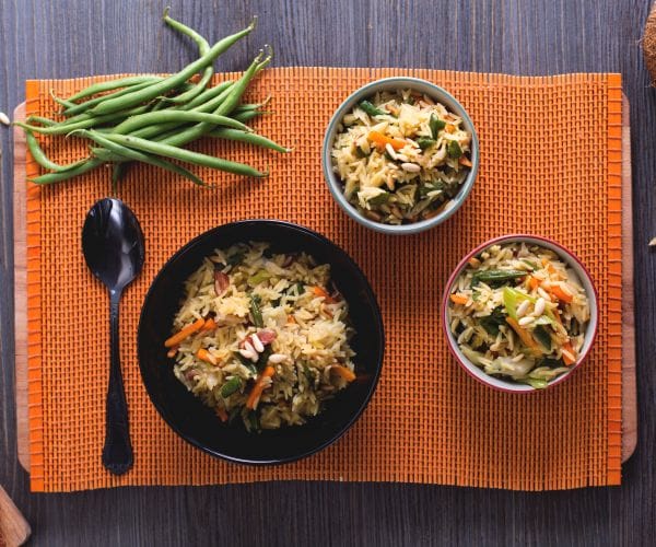 Risoni com leite de coco