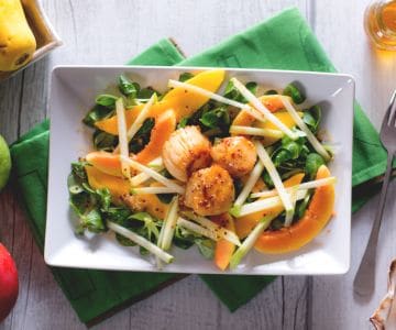 Vieiras com salada de frutas