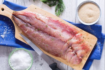 Gravlax de olho-de-boi