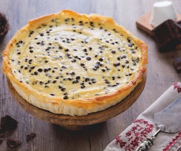 Torta de massa filo com ricota e chocolate