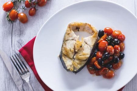 Posta de pescado grelhado