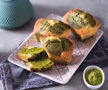 Plumcake com chá matcha