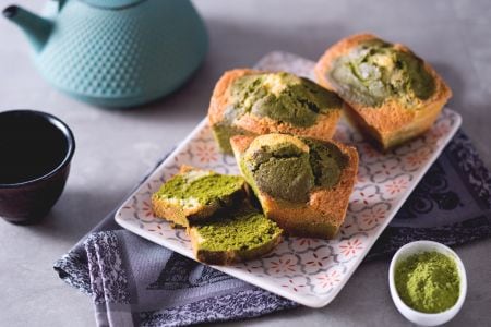Plumcake com chá matcha