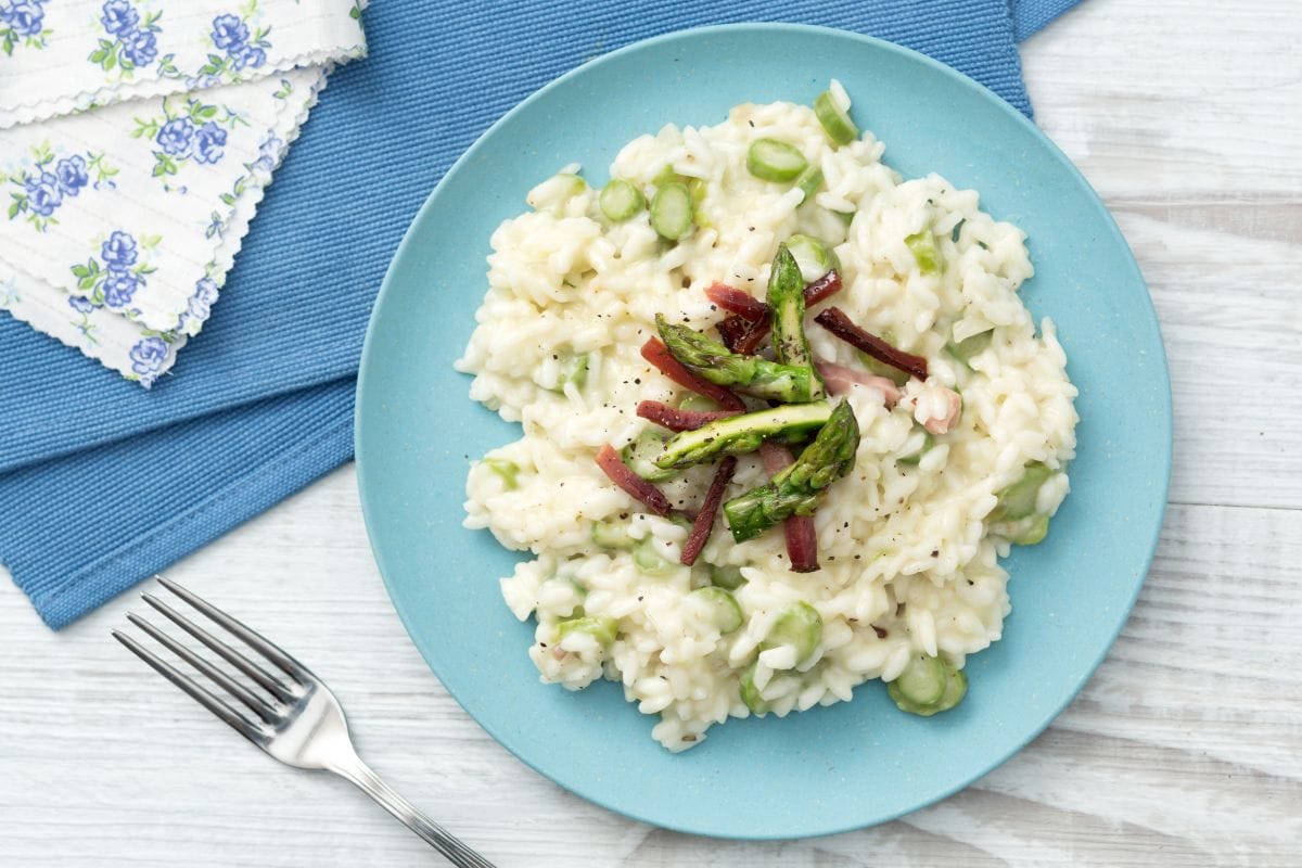 Risoto de aspargos e speck