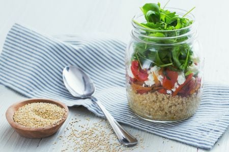 Quinoa berinjela e hortelã