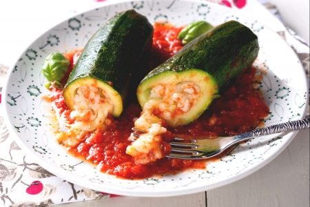 Abobrinhas recheadas com arroz