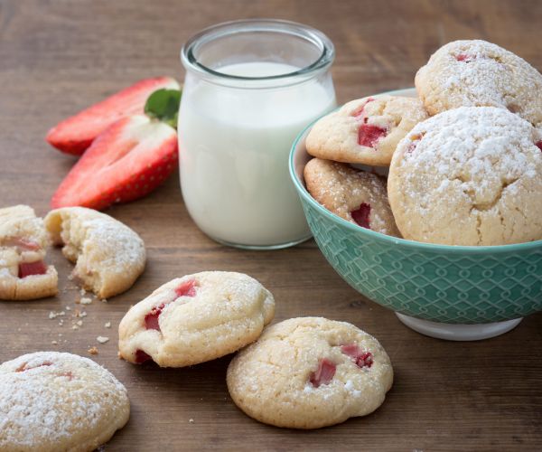 Biscoitos macios de morango
