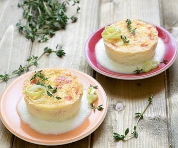 Flan de pimentões e alho-poró