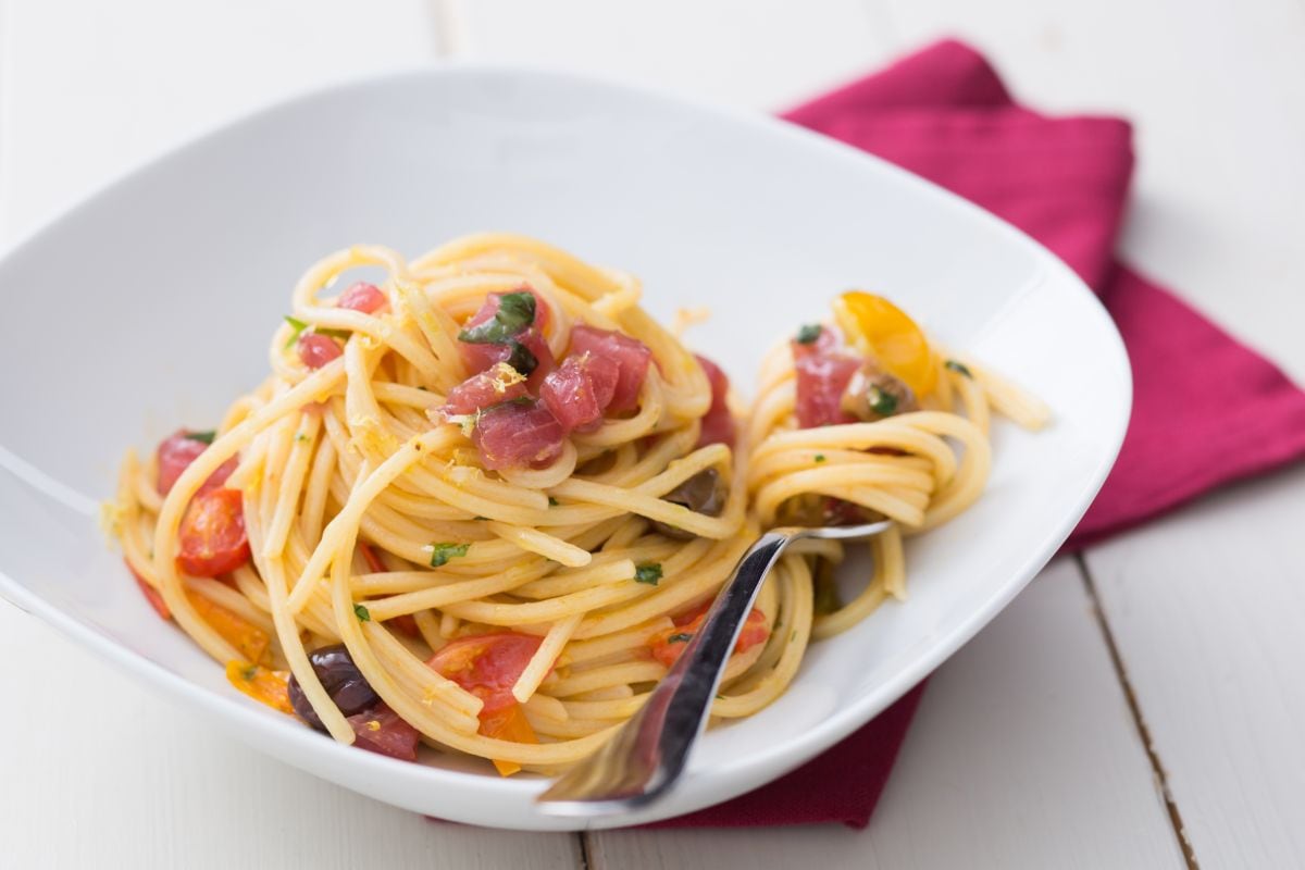 Macarrão com atum fresco